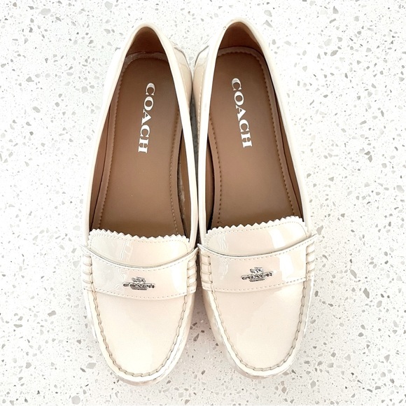 Coach Shoes Coach Odette Solid Ivory Patent Leather Driver Loafer